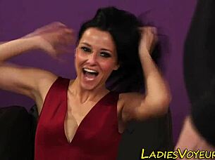 Clothed domina nip slip