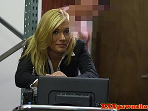 I watched the milf suck cock in the office before sex