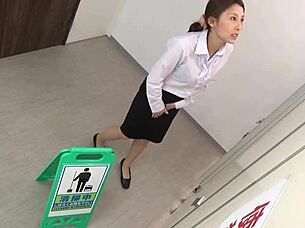 a cute asian babe wets her panties in the bathroom.