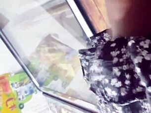 spying upskirt under skirt in store