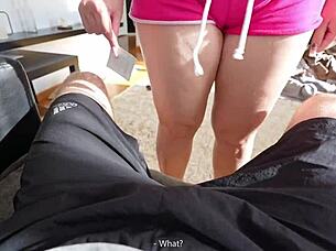 Step Sister Removes Condom to Cum on Her Stunning Pussy