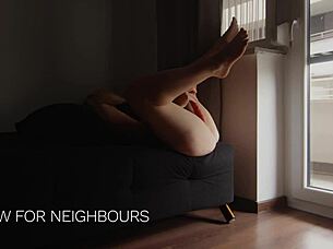 I show my neighbors my solo masturbation routine with squirting closeup.