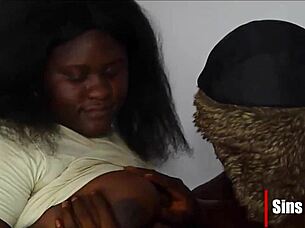 Cougar rides big black cock in hardcore doggystyle with young boy