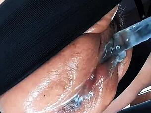 My cunt pig wrecked my new cam while punishing my big wolf pussy hard