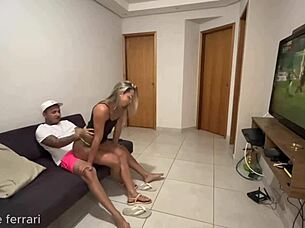 friend came to watch game, husband left, i took advantage