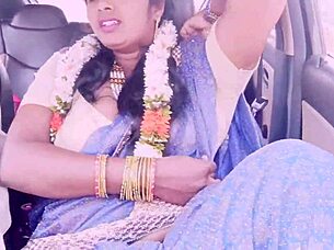 indian car sex with beautiful tourist aunty and driver, dirty talks