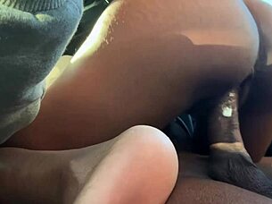 bubble butt ebony wife loves car sex with wet pussy riding big cock