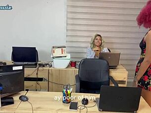 Delivery Guy Receives Reward From Beautiful Girls In Office Bathroom