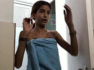 Stepsister catches me masturbating and lets me cum on her face