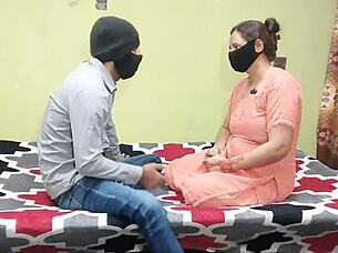 Pakistani bhabhi gets fucked hard on bed with Hindi audio.