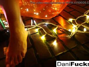 sexy brunette dani plays with her tight wet pussy