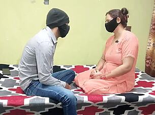 Pakistani bhabhi gets fucked hard on bed with Hindi audio.