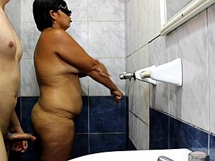 latina milf licks ass in voyeur fucking