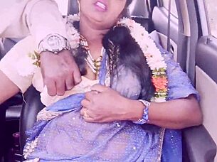 indian car sex with beautiful tourist aunty and driver, dirty talks