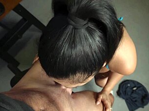 game night turns into sloppy blowjob with big tits milf