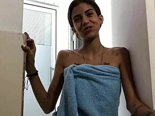 Stepsister catches me masturbating and lets me cum on her face