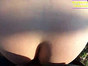 tight leather pants, no panties, wet surprise in car! steamy blowjob outdoors, rough forest fuck!