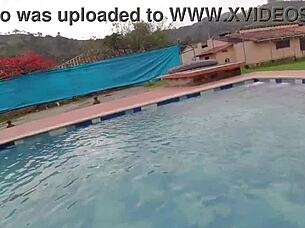 Sexy Colombian lesbians make passionate love.