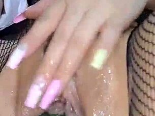 Colombian Whore Rabbitquicky Uses Cucumber In Wet Pussy