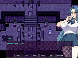 Město tajemství 2: Učitelka se honí s prsuškou s velkýma prsama v hentai hře