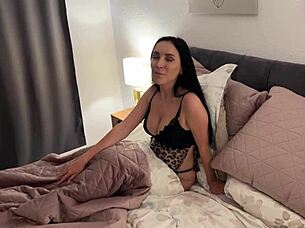 lonely stepmom invites you to share her bed in panties and lingerie 😘