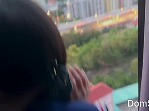 Slim asian girl screams during balcony fuck 😱