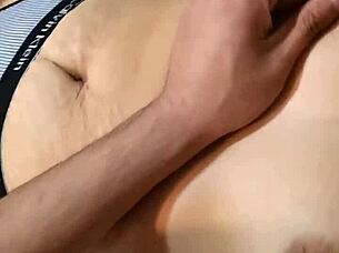 I explore her deep navel and beautiful natural tits during a sexy massage