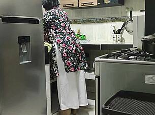 my step-nephew fucks me in the kitchen before work