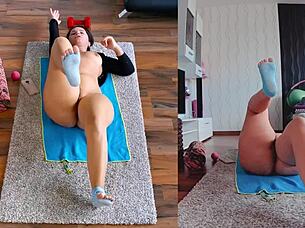 I spread my big ass in this wet naked workout