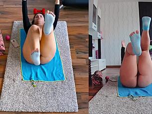 I spread my big ass in this wet naked workout