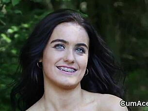 i'm a hot babe getting cum load on my face sucking all the jizz
