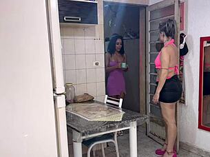 Tanned Blonde and Brunette Bisexual Babes Get Wild in Car Girl-on-Girl Action