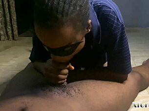 Sexy Ebony Babe with Natural Tits Gives an Incredible Blowjob!