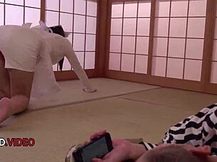 Naughty asian maya kato hints at blowjob before passionate sex act