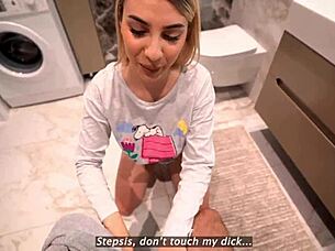 Blonde Step Sister Teaches Step Bro To Last Longer In Sex Until Cum Inside