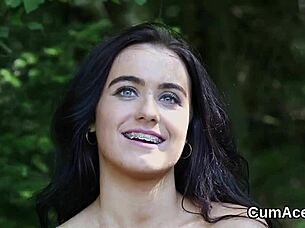 i'm a hot babe getting cum load on my face sucking all the jizz