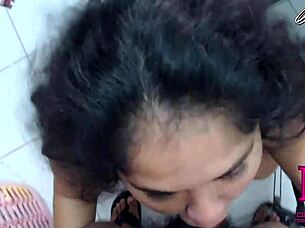 I suck my stepfather's cock and he cums on my tits