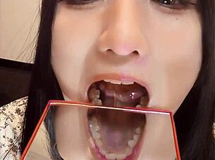 Short video for tooth fetish featuring beautiful japanese ladyboy masturbation