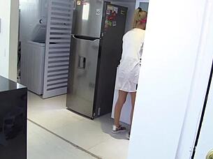 karla rivera, blonde latina maid, smashed hard at work in garage