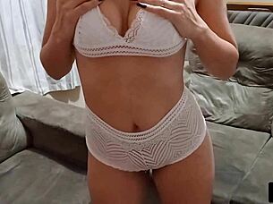 brunette chokes on big cock