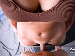 Step mom helps step son cum on her pussy quickly.