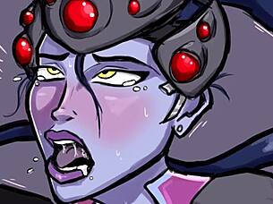 The Midget Occupies the Tall French Lady with His Cock