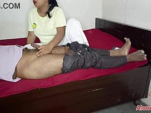 Stepsister gives oil massage on dick after fucking innocent brother?