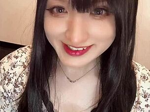 Short video for tooth fetish featuring beautiful japanese ladyboy masturbation