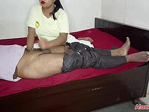 Stepsister gives oil massage on dick after fucking innocent brother?