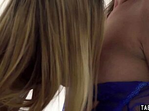 Blue Angel and Rebecca Volpetti Caress Each Other Gently