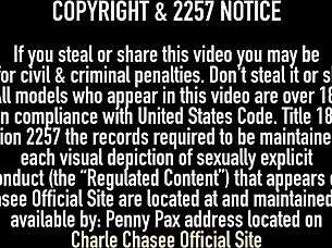 Charlee Chase dildo fucks trimmed cunt