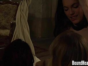 Beautiful Lesbian Threesome With Curvy Slaves