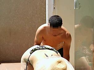 Young Guy Sunscreens My Wife, Fucks Her, Cums In Mouth At Pool.