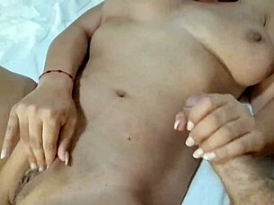 Homemade Blowjob On Shaved Pussy In Bedroom With Natural Tits